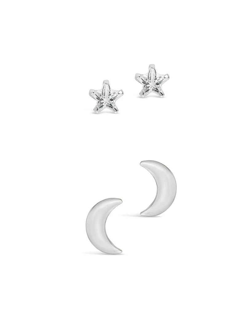 Sterling Forever Sterling Silver Crescent 
CZ Star Stud Set