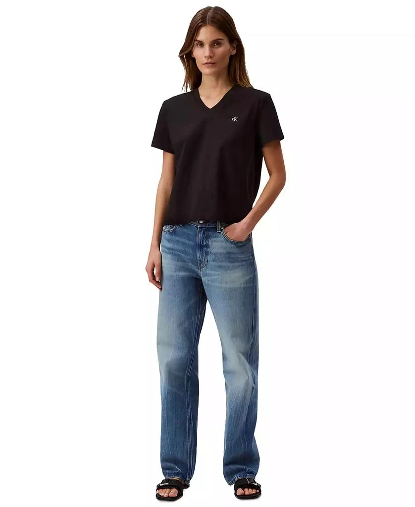 Calvin Klein Women's V-Neck Embroidered Logo T-Shirt 3