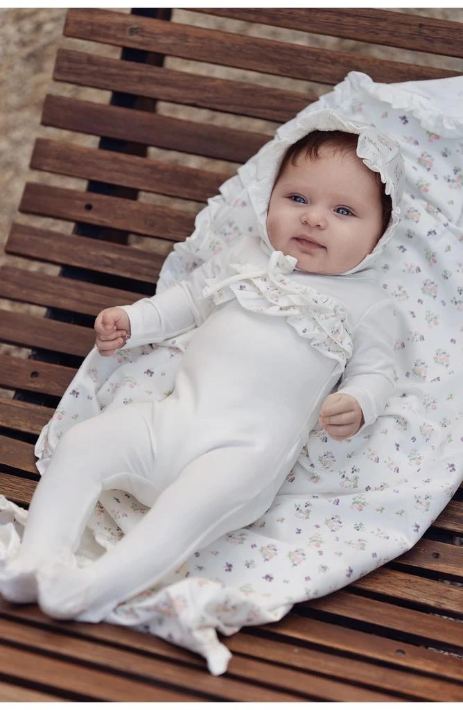 Manière Floral Ruffle Cotton Footie 2