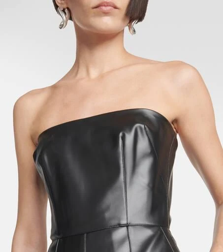 Alex Perry Strapless faux-leather jumpsuit 4