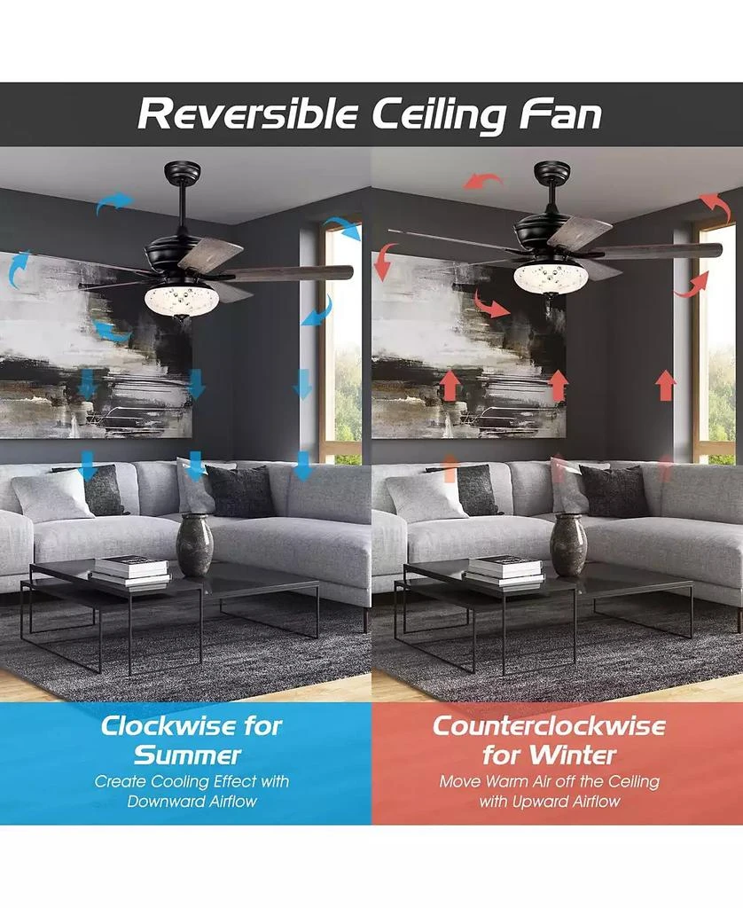 SUGIFT 52 Inch 3 Wind Speeds and 5 Reversible Blades Ceiling Fan 5