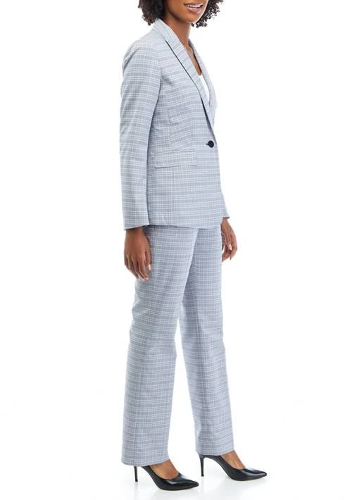 Le Suit Suit Womens Plaid Combo One Button Jacket And Kate Pant Set 3