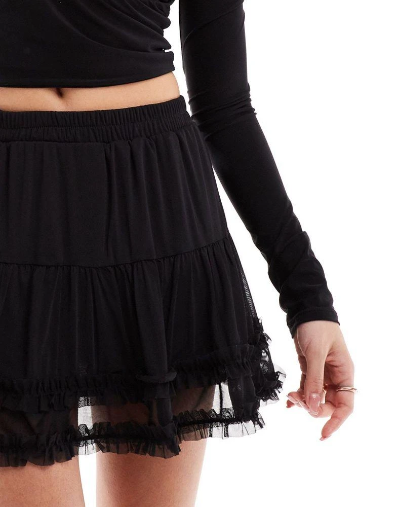 Miss Selfridge Miss Selfridge ruffle rara mini skirt in black 5