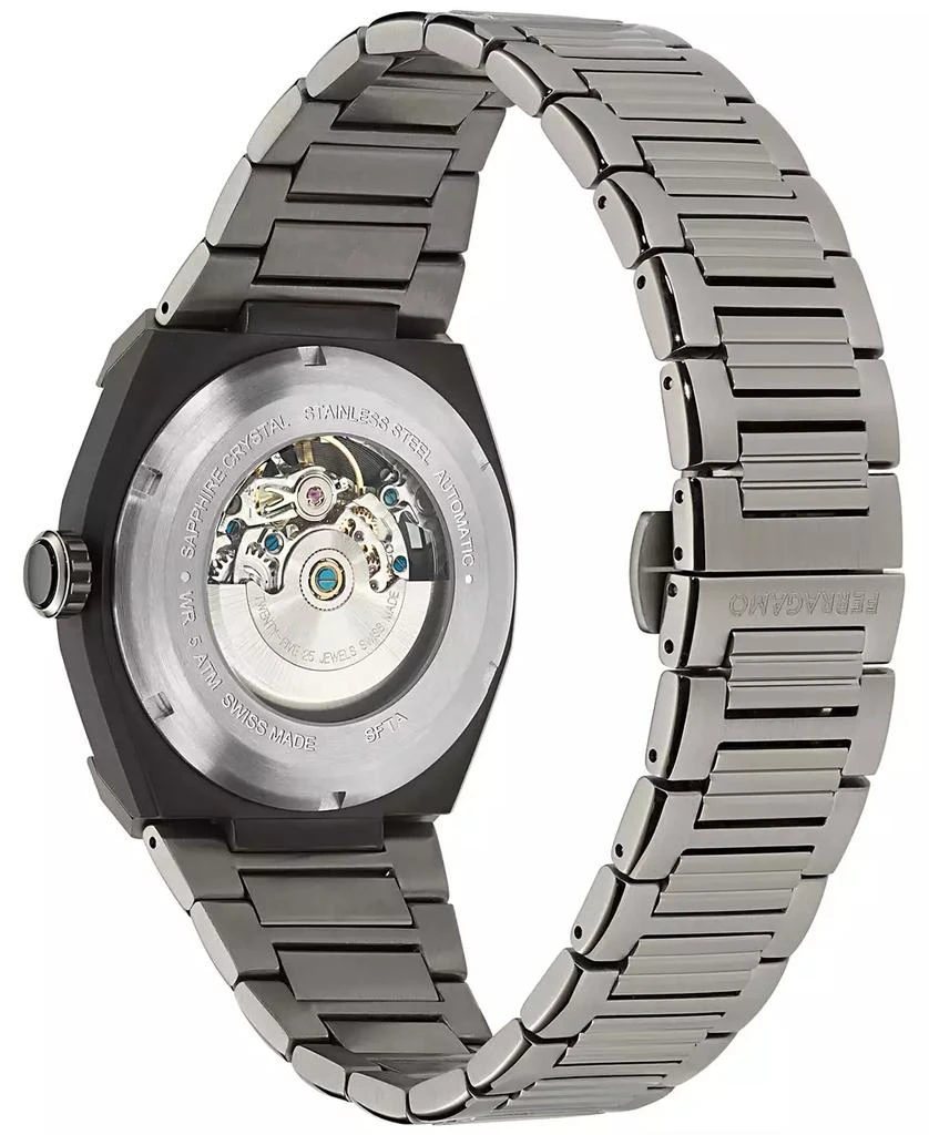 Salvatore Ferragamo Men's Swiss Automatic Supreme Skeleton Gunmetal Ion Plated Stainless Steel Bracelet Watch 43mm 3