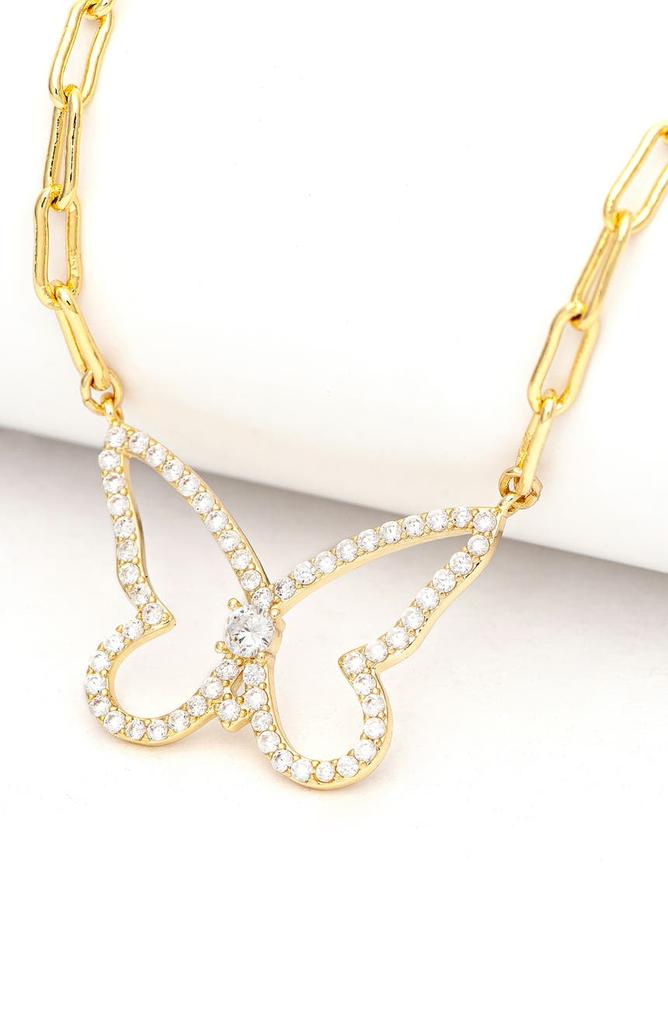 Rivka Friedman 18K Gold Plated CZ Butterfly Pendant Necklace