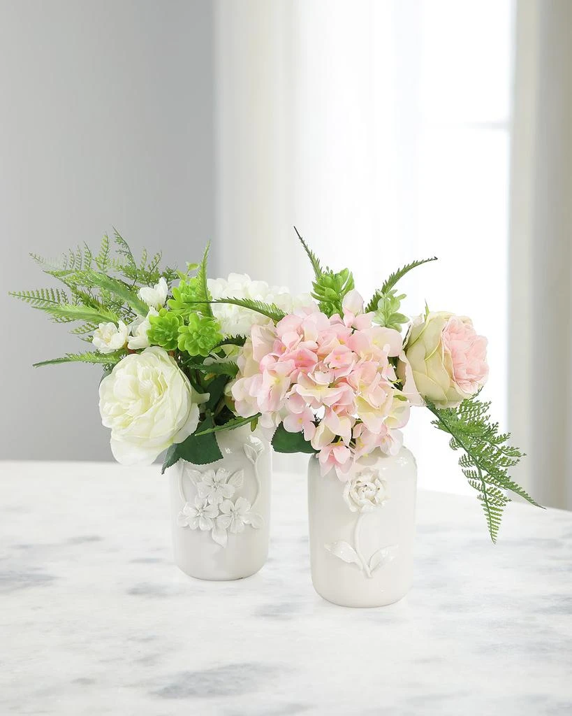 John Richard Nesting Garden 16" Faux Floral Arrangements, Set of 2 1