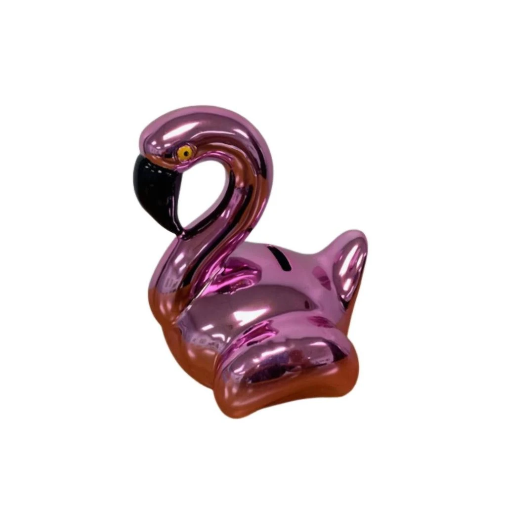 Creative Gifts International Ceramic Flamingo Bank In Metallic Pink