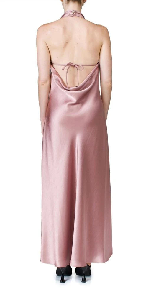 Vince Draped Cowl Neck Halter Dress In Petal Quartz 3