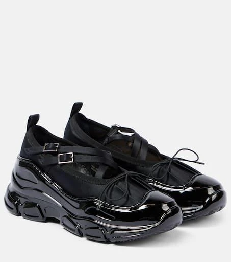 Simone Rocha Crystal Buckle Tracker leather-trimmed shoes 1