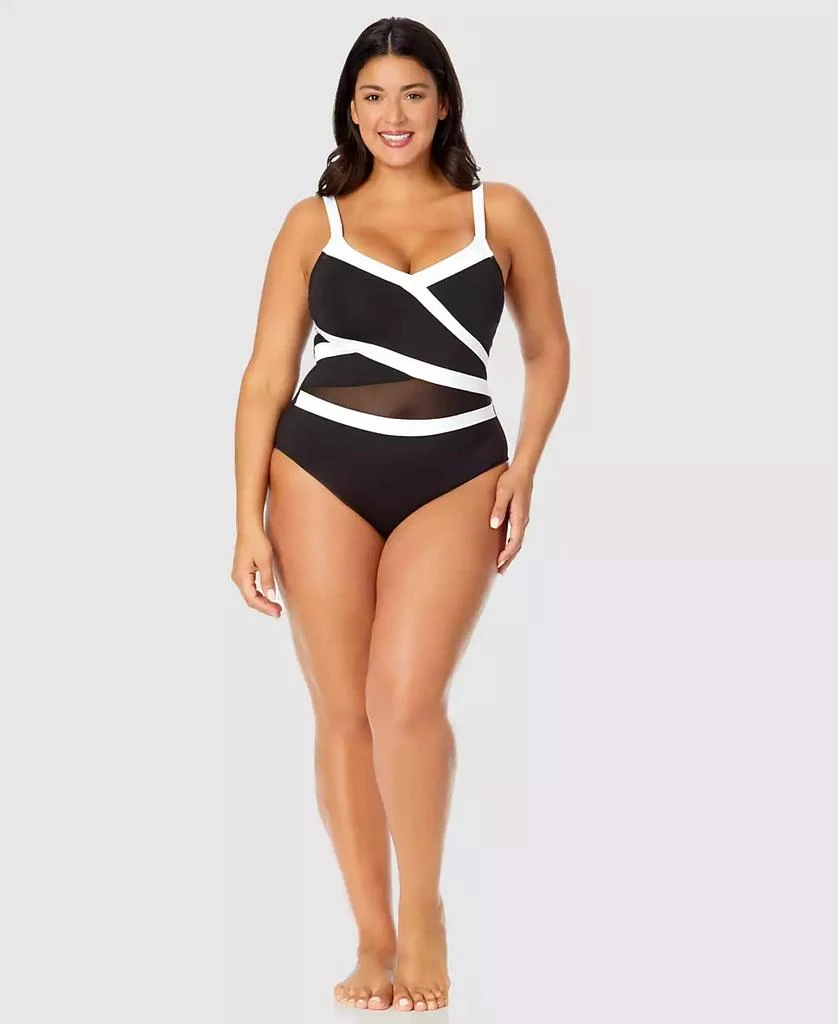 Anne Cole Plus Size Mesh-Trim One-Piece Swimsuit 1