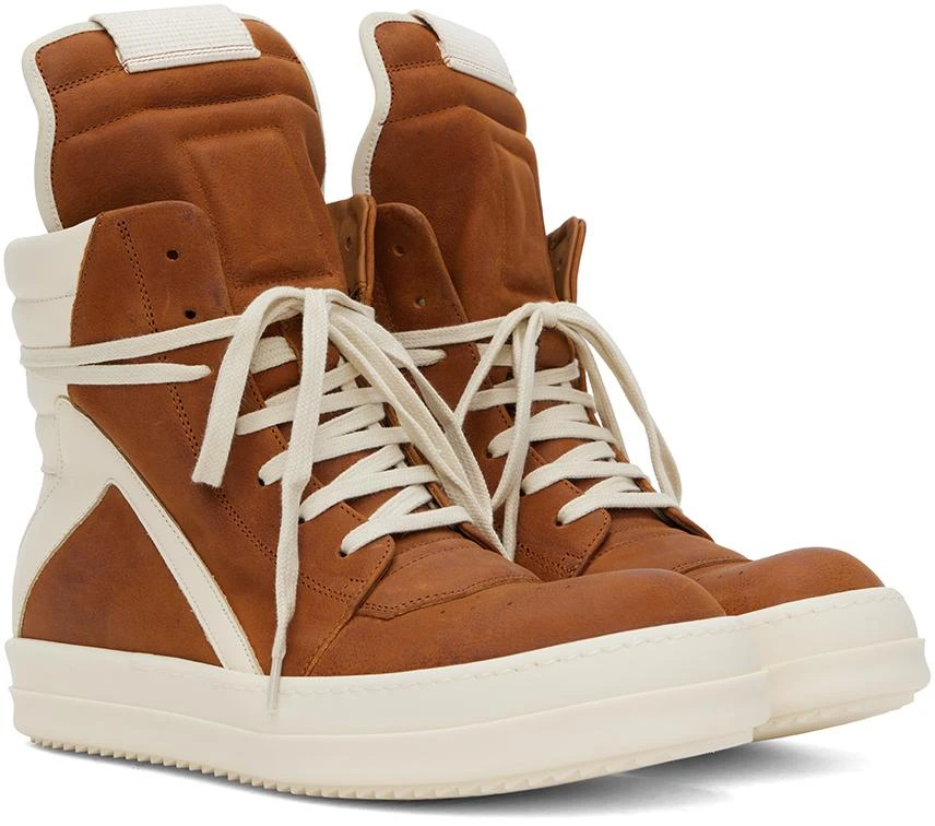 Rick Owens Orange & Off-White Geobasket Sneakers 4