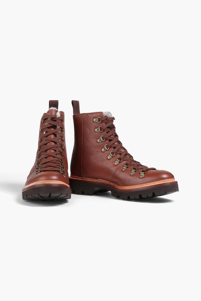 GRENSON Nanette shearling-lined pebbled-leather combat boots