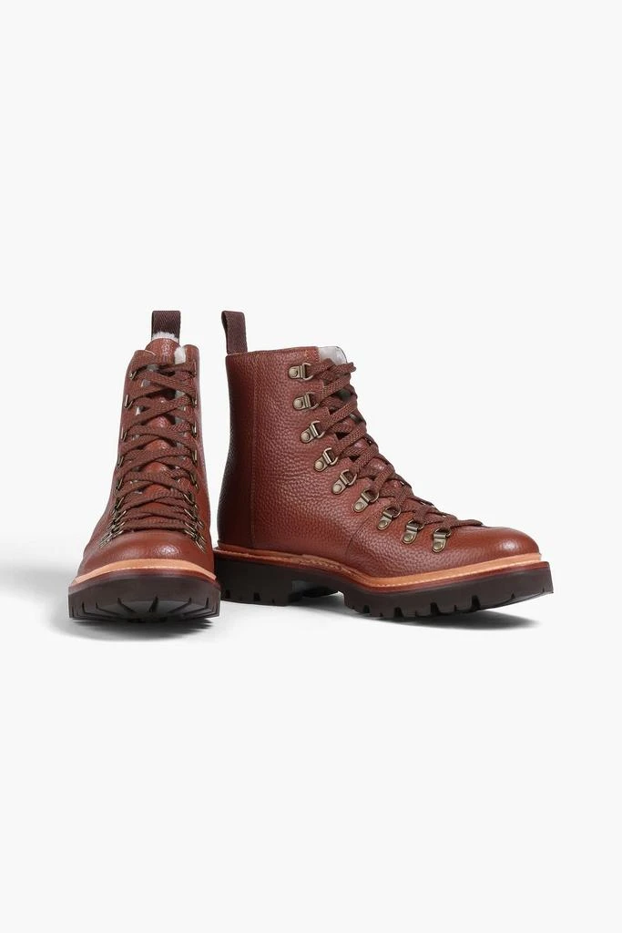 GRENSON Nanette shearling-lined pebbled-leather combat boots 2