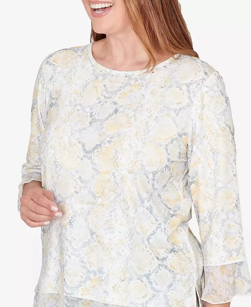 Alfred Dunner Women
s Al Fresco Python Printed Knit Flutter Sleeve Top 3