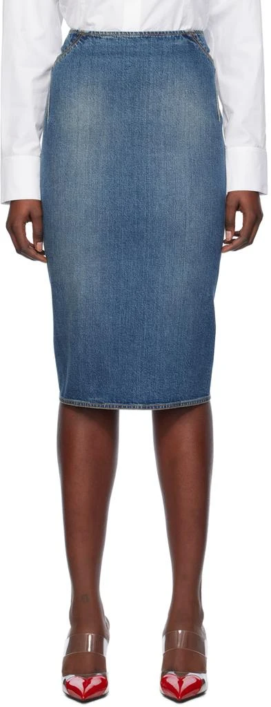 Alaïa Blue Pencil Denim Midi Skirt 1