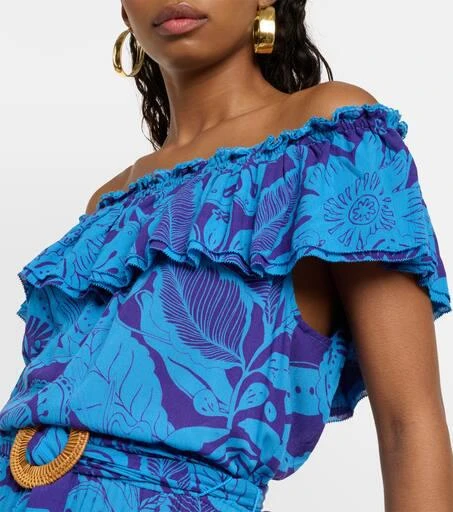 Poupette St Barth Bella printed off-shoulder minidress 4