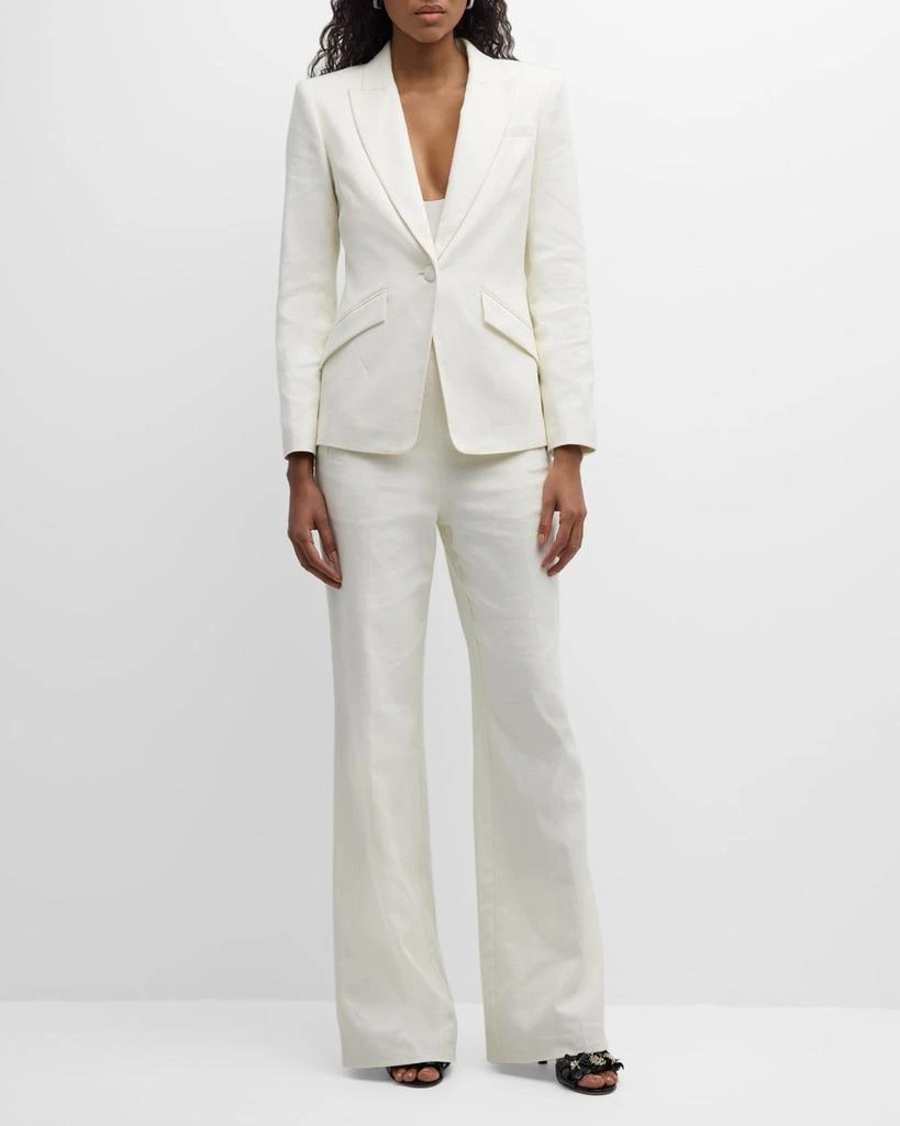 ROLAND MOURET Single-Breasted Linen Blazer Jacket 3