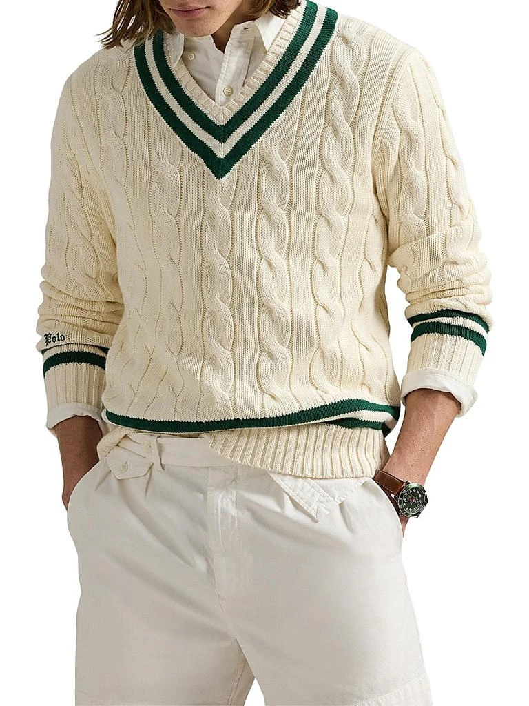 Ralph Lauren Cricket Striped Wool V-Neck Sweater 3
