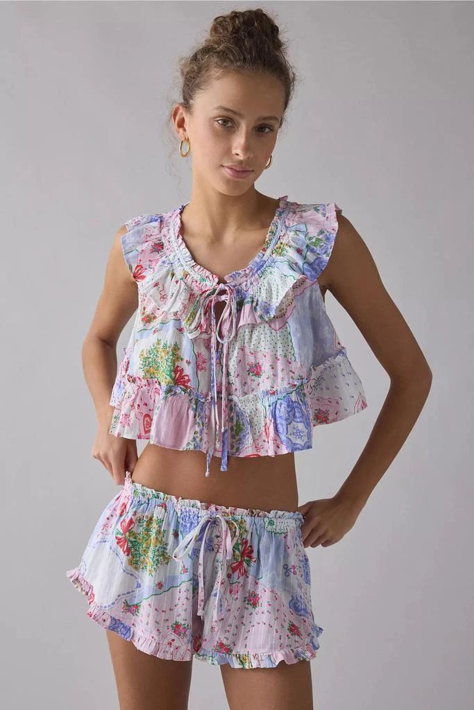 Out From Under Out From Under Love Letters Ruffle Babydoll Top + Micro Shorts PJ Set