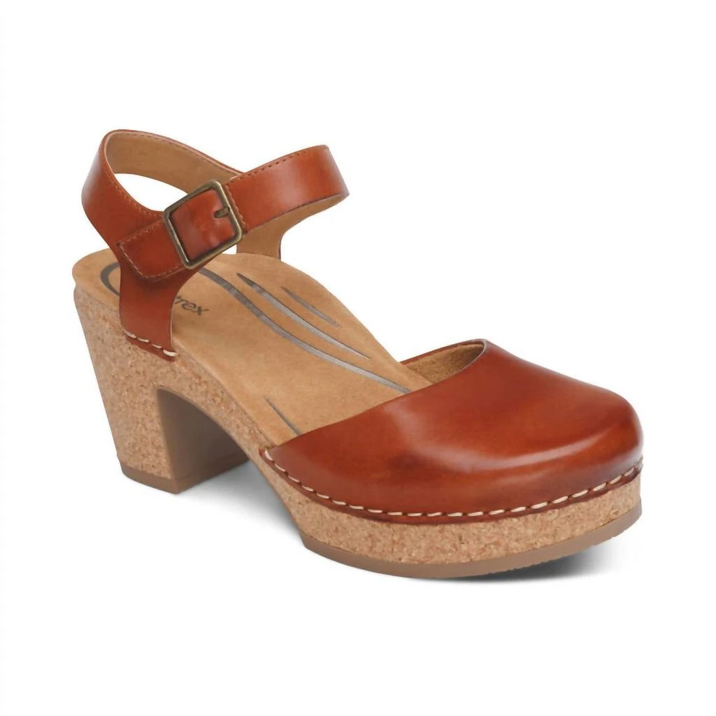 Aetrex Women Finley Closed Toe Heel In Cognac 1