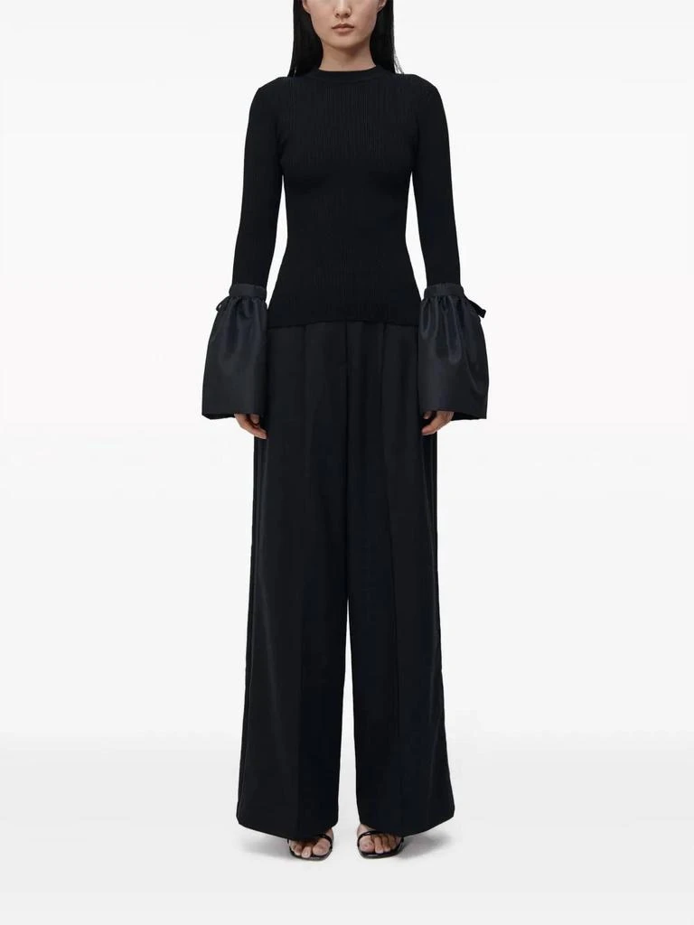 SIMKHAI Agata Ribbed Knit Top With Flutter Sleeves In Black 2
