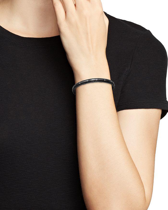 Roberto Demeglio 18K White Gold & Matte Black Ceramic Pura Stretch Bracelet with Alternating Diamond Bezels