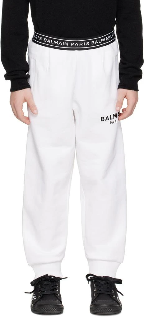 Balmain Kids White Flocked Lounge Pants