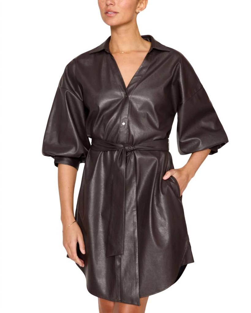 Brochu Walker Brochu Walker - KATE BELTED VEGAN LEATHER SHIRT DRESS