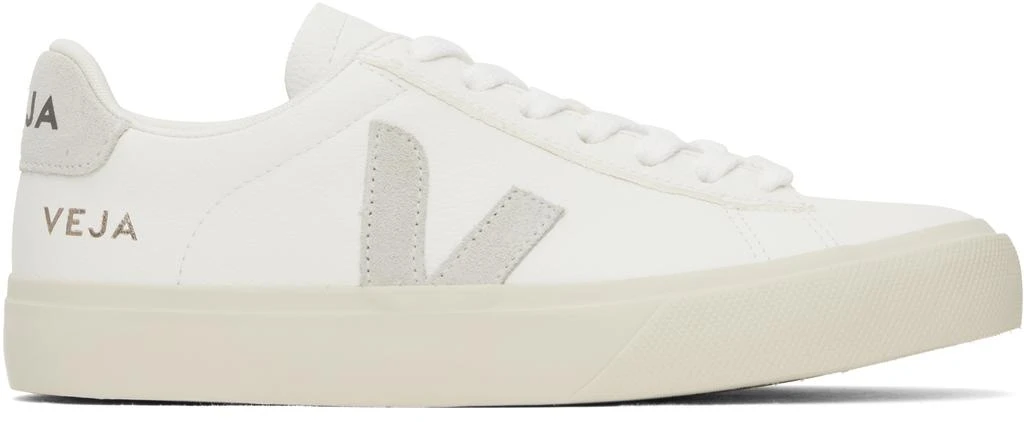 Veja White & Gray Campo Leather Sneakers 1