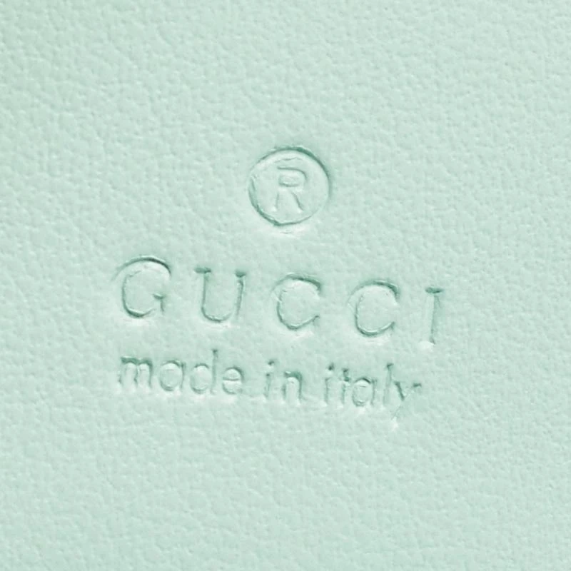 Gucci Gucci Light Mint Green Matelassé Leather GG Marmont Compact Wallet on Chain 9