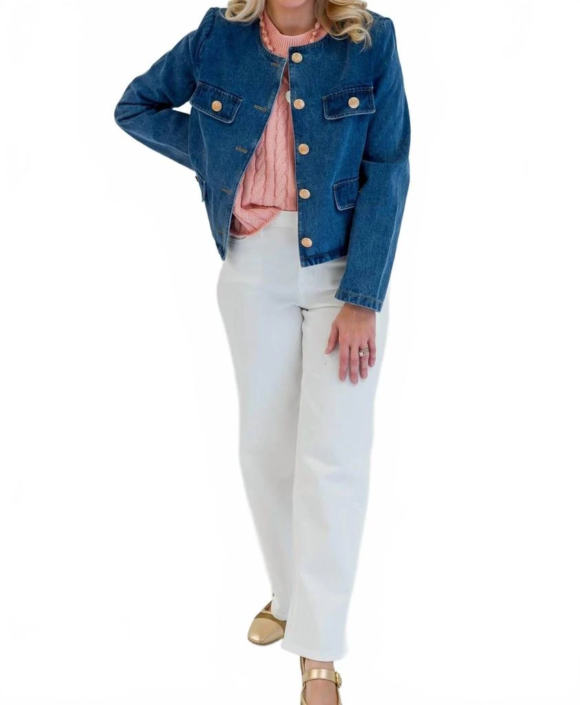 OLIVACEOUS Keyla Denim Long Sleeve Jacket In Blue