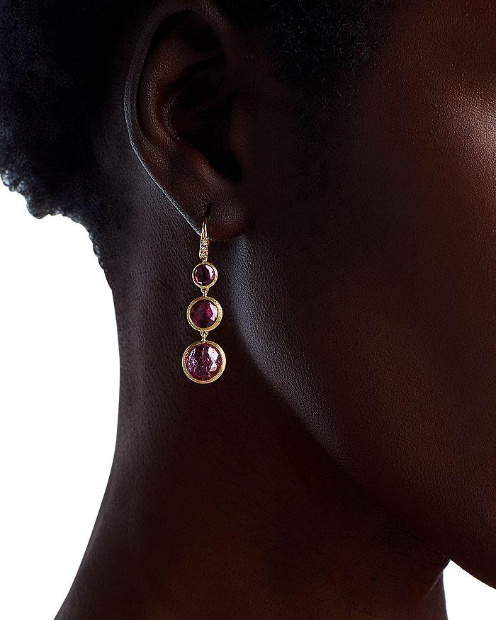 Marco Bicego 18K Yellow Gold Jaipur Color Pink Tourmaline & Diamond Triple Drop Earrings - Exclusive