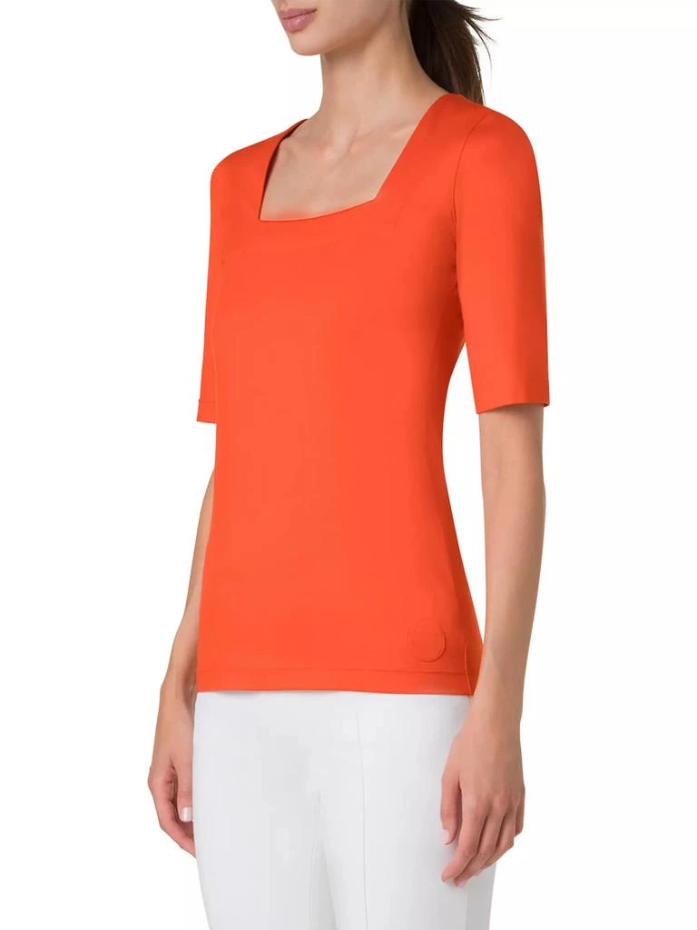 Akris Stretch-Jersey Square-Neck T-Shirt 4