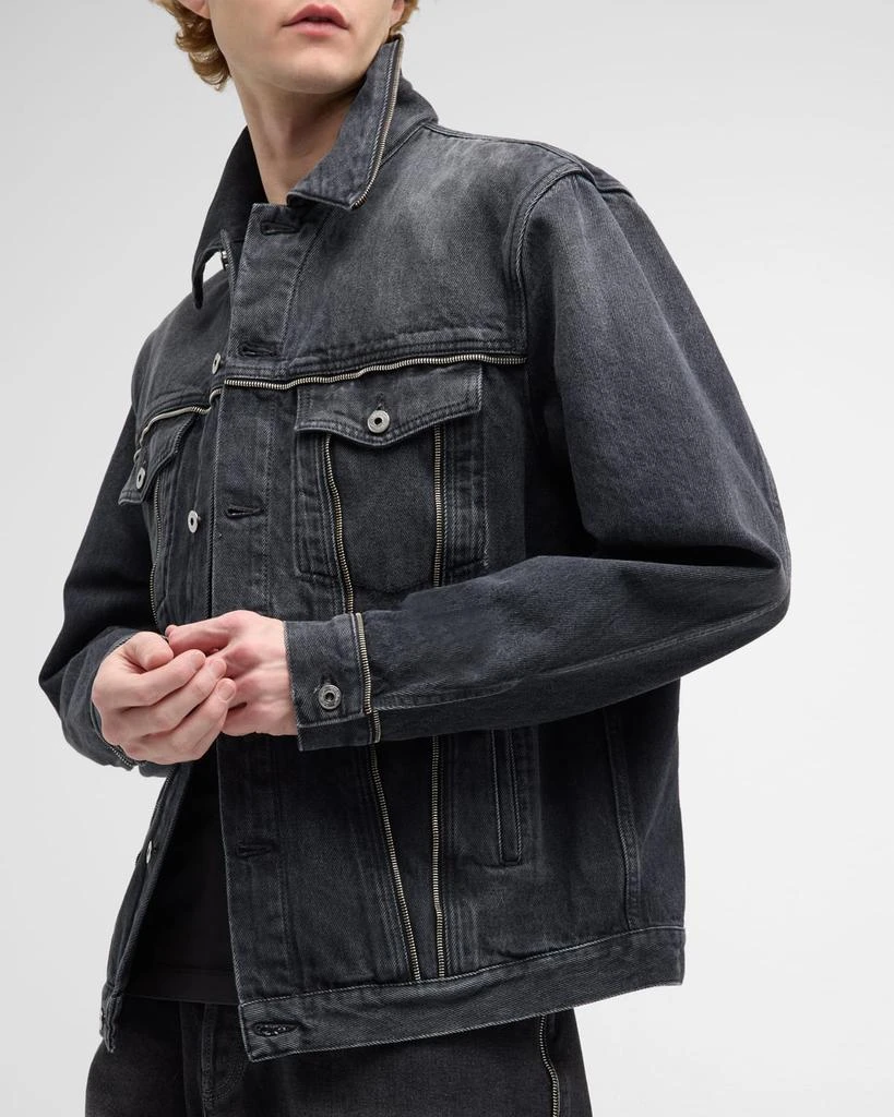 Off-White Men's Arrow Zipper-Trim Denim Jacket 7