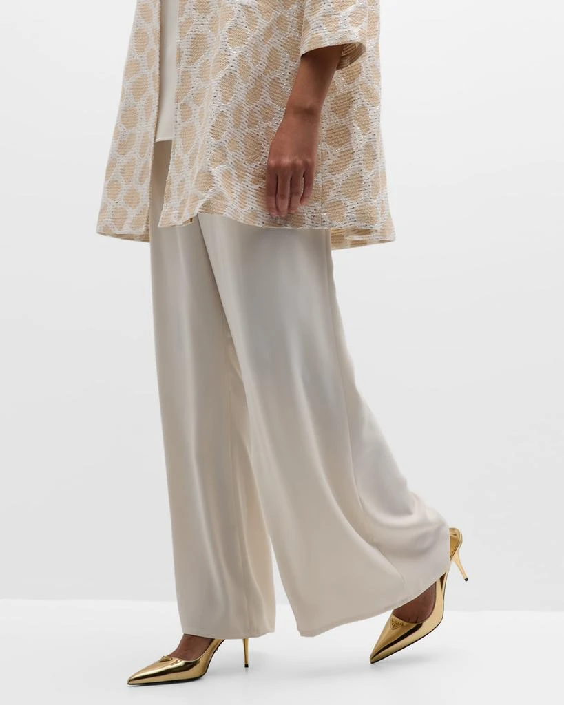 Caroline Rose Plus Size Crepe Suzette Wide-Leg Pull-On Pants 8