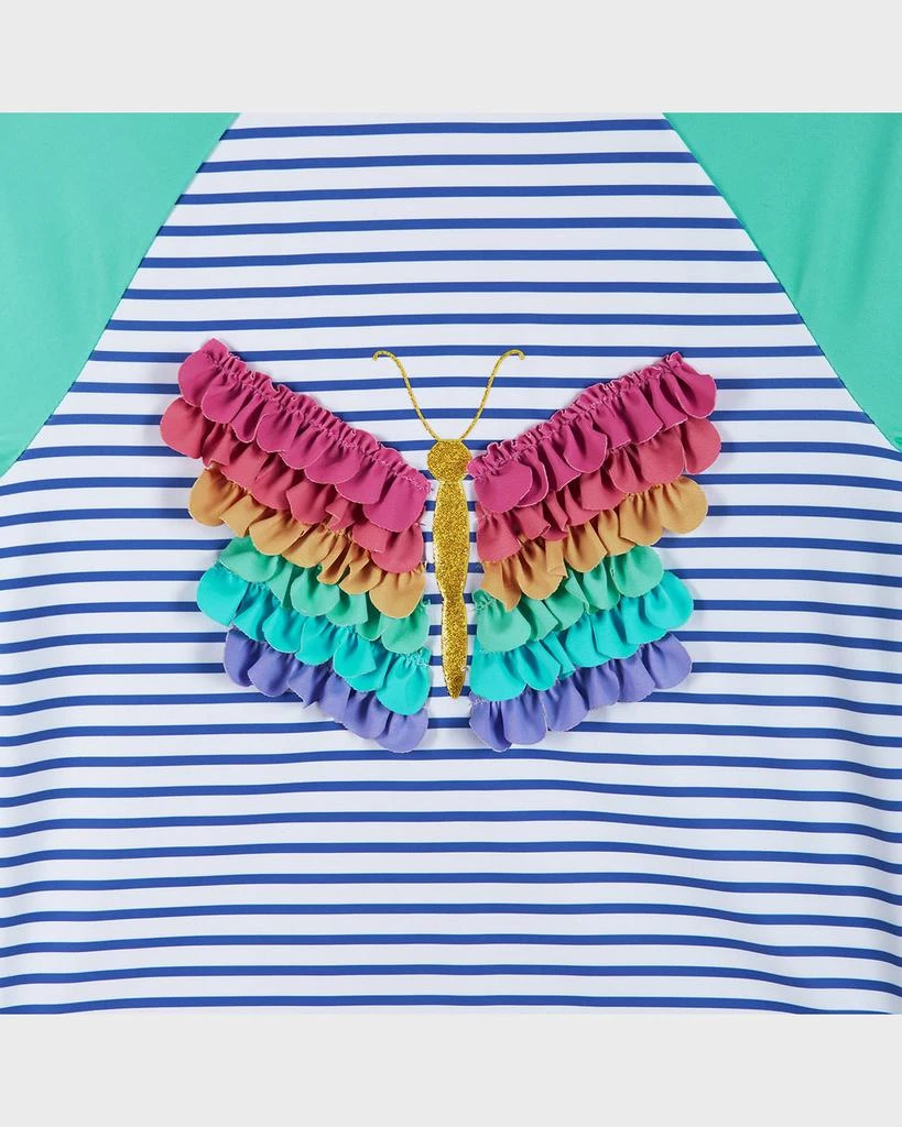 Andy & Evan Girl's 3D Butterfly Striped Rashguard & Bottoms, Size 2T-6X 5