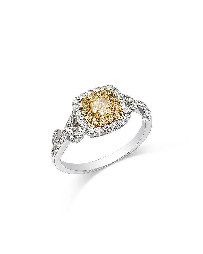 Bloomingdale
s Fine Collection White 
Yellow Cushion 
Round Halo Ring in 14K Yellow 
White Gold, 0.79 tcw