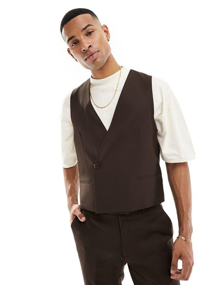 Gianni Feraud Gianni Feraud chocolate brown sleeveless suit jacket