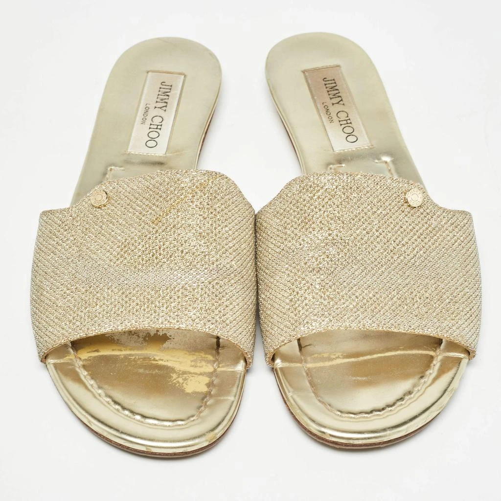Jimmy Choo Jimmy Choo Gold Glitter Nanda Flat Slides Size 38.5 3