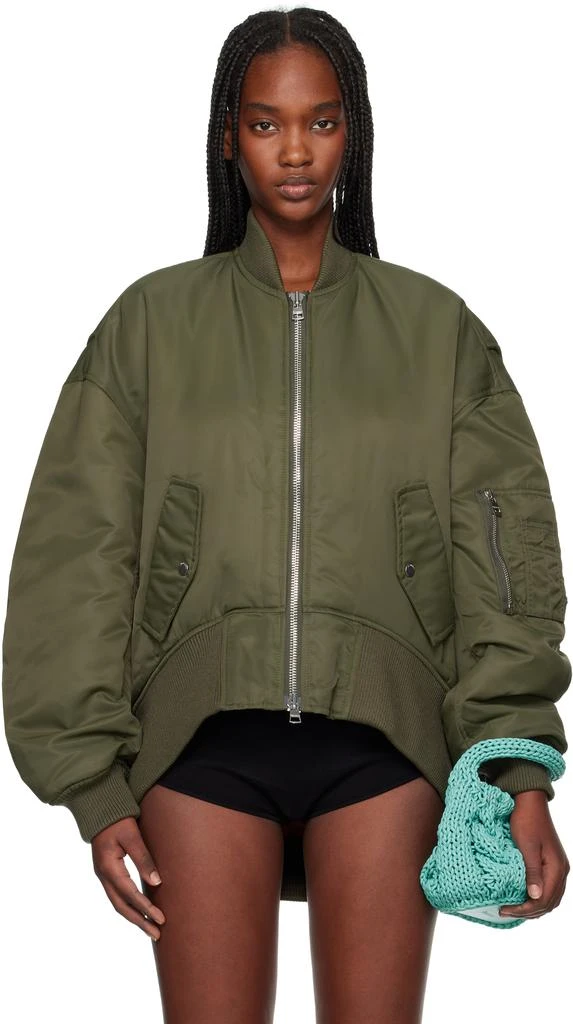 JW Anderson Green Curved Hem Oversized Bomber Jacket 1
