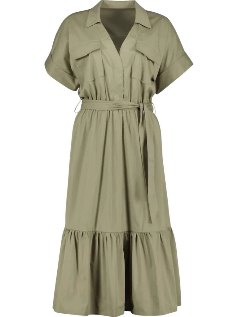 Bishop + Young Tyra Poplin Tiered Dress In Olive 3