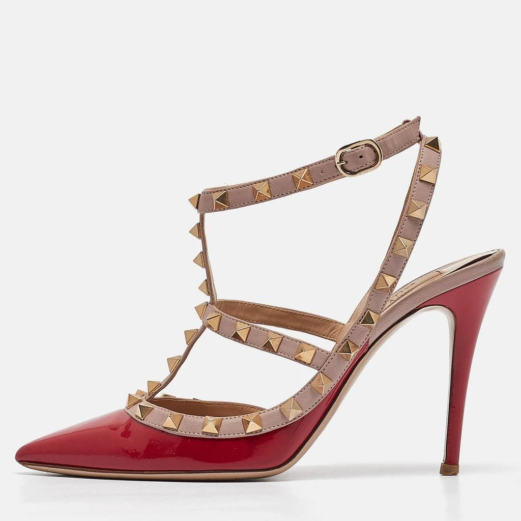 Valentino Valentino Red Patent Leather Rockstud Ankle Strap Pumps Size 37.5 1