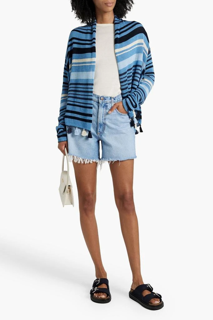 Autumn Cashmere Tasseled striped cotton cardigan 2