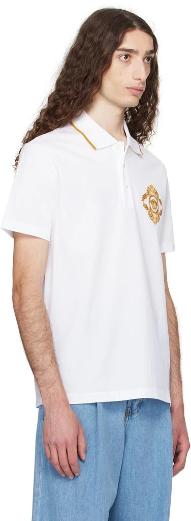 Versace White Embroidered Architectural Baroque Polo 2