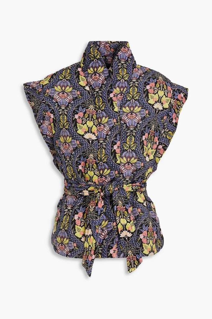 ANTIK BATIK Eros belted floral-print cotton-gauze vest 1