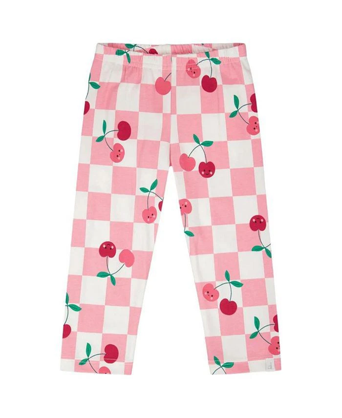 Deux par Deux Girls' Organic Cotton Jersey Cherries Slim Fit Capri - Little Kid
