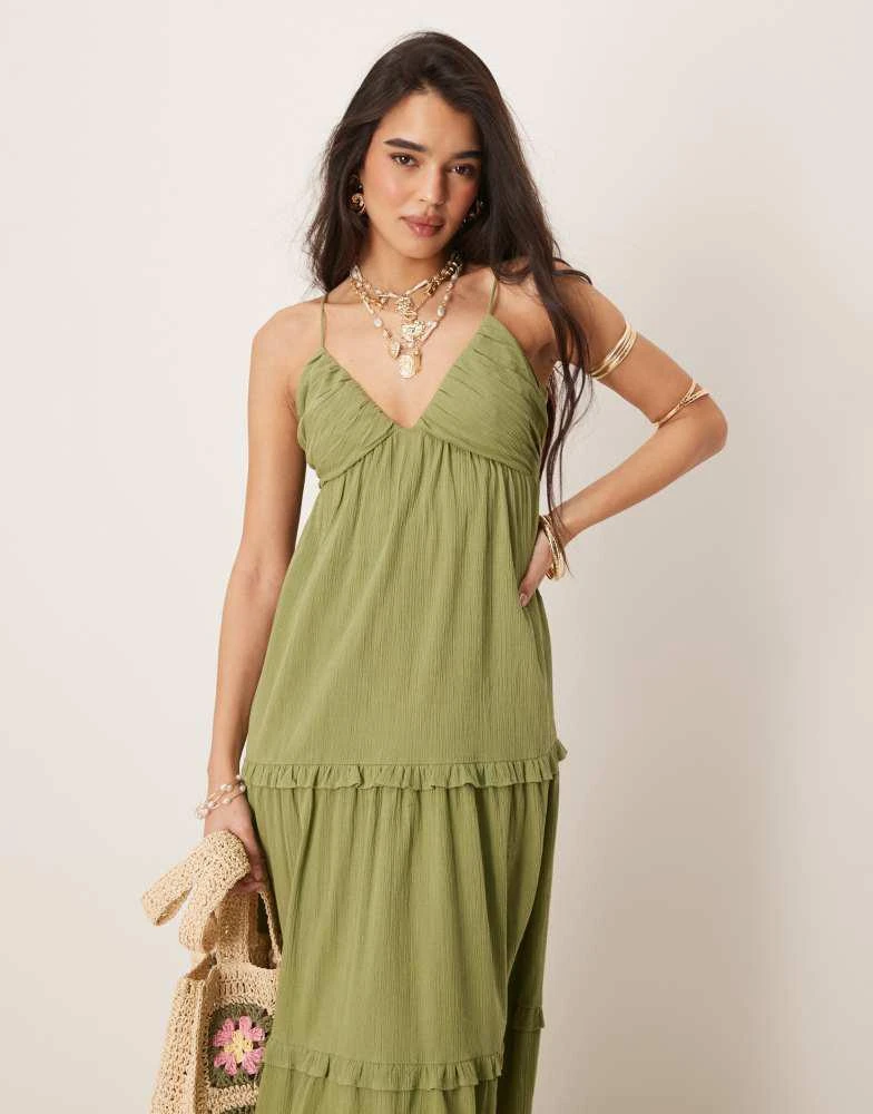 ASOS ASOS DESIGN crinkle cami maxi dress in olive 3