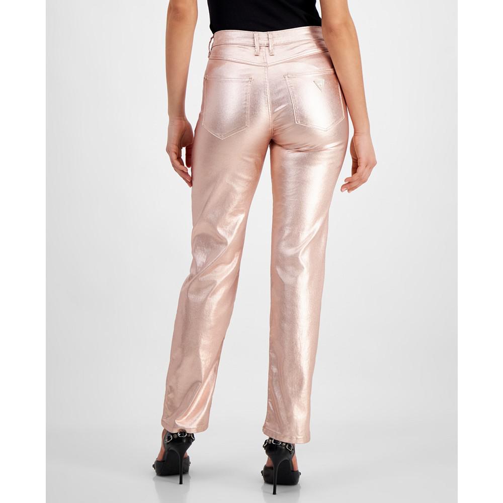 GUESS Women's 1981 Metallic Straight Jeans