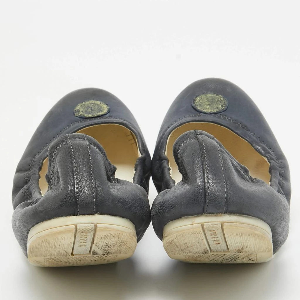 Prada Prada Navy Blue Leather Scrunch Ballet Flats Size 38.5 5