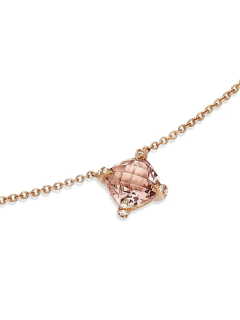 David Yurman Petite Chatelaine Pendant Necklace in 18K Rose Gold with Morganite and Diamonds, 7mm 5